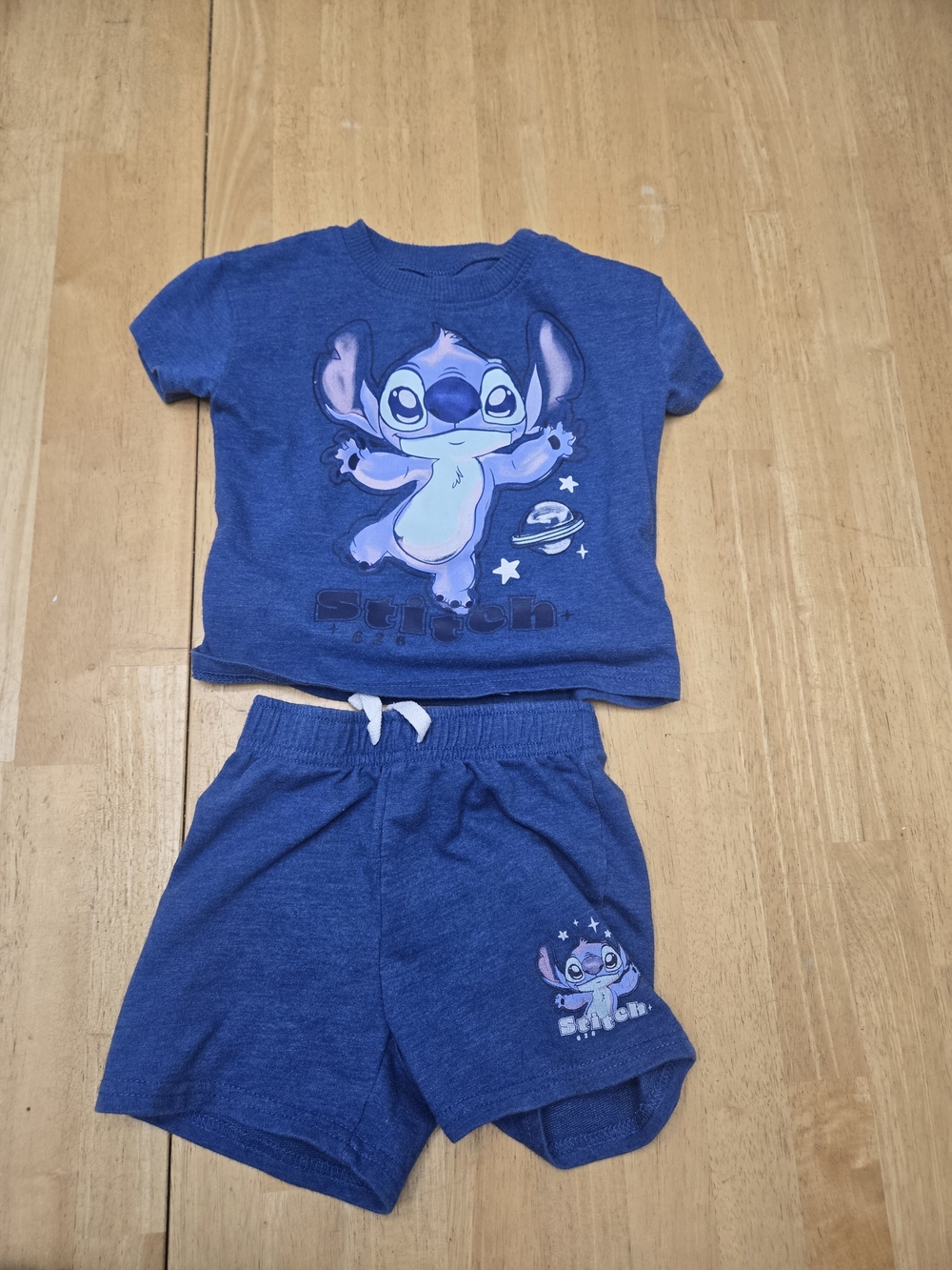 Disney Blue Stitch Short Sleeve Top & Shorts Pajama Set